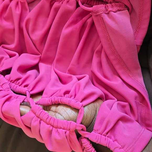 Revolve NBD Pink Cut Out Slinky Ruched Mini Dress Barbiecore Size S - Picture 7 of 7